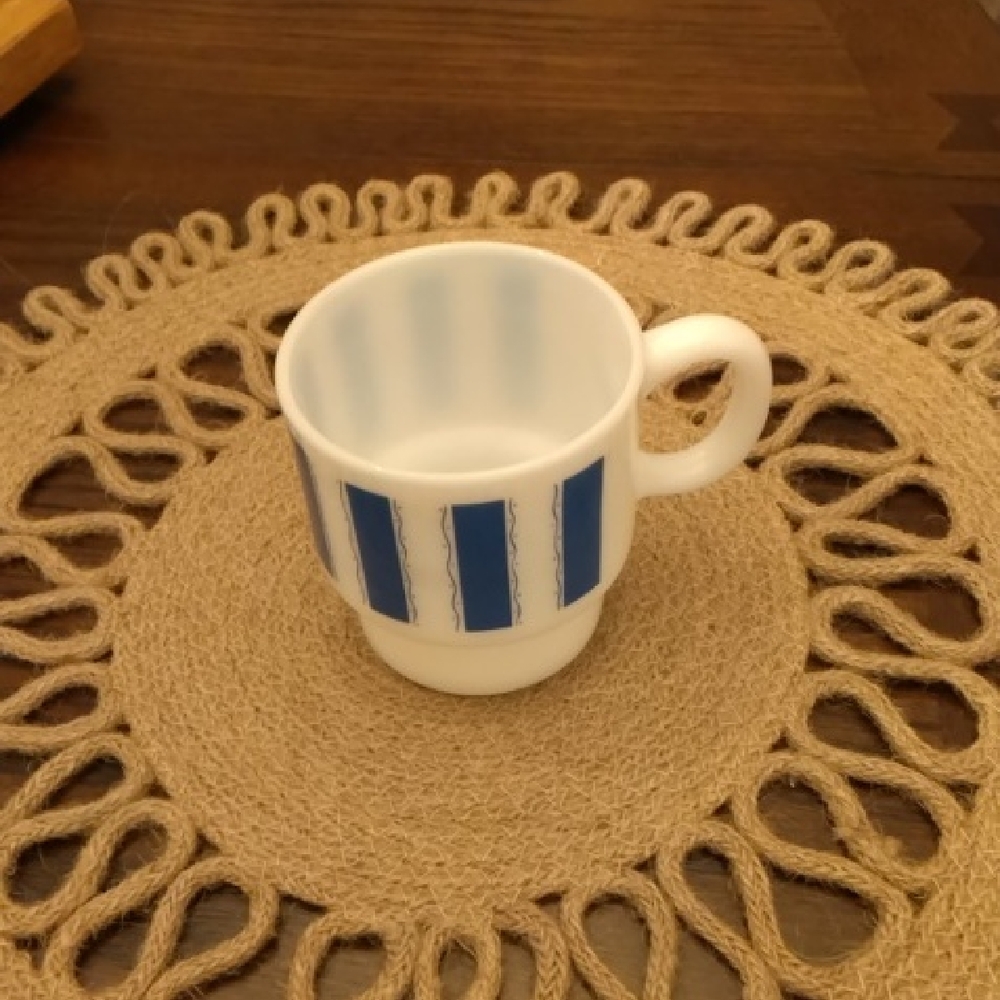 Vintage Blue and White Striped Mug